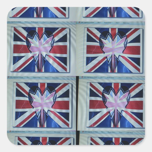 I Love England Art Print Square Sticker (Front)