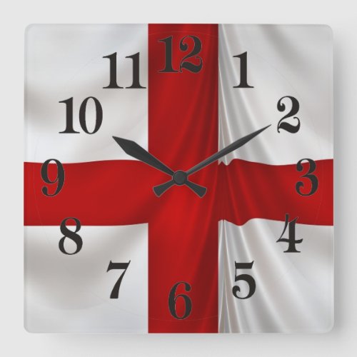 I Love England Flag of St George Patriotic Square Wall Clock