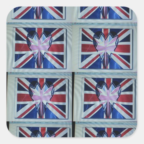 I love England Lovely Heart National Flag Colors Square Sticker