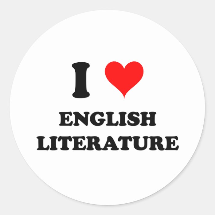 I Love English Literature Round Sticker