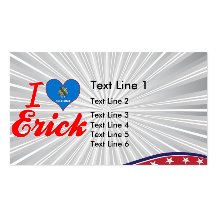 I Love Erick, Oklahoma Business Card Template