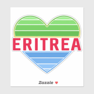 I Love Eritrea, Eritrean Flag Colors Heart Sticker