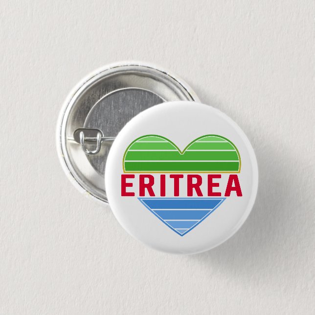 I Love Eritrea, Eritrean Heart Button (Front & Back)