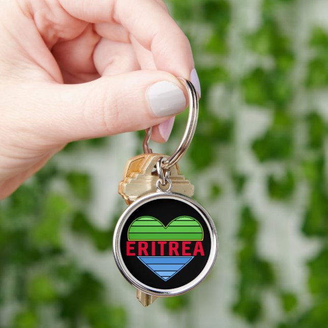 I Love Eritrea, Eritrean Heart Keychain (Hand)