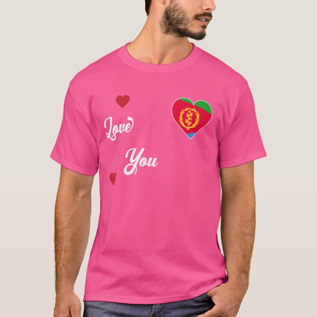 I Love Eritrea With Eritrean Flag In a Heart Eritr T-Shirt (Front)