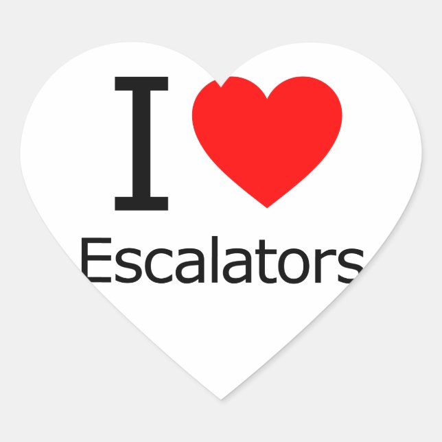 I Love Escalators Heart Sticker (Front)