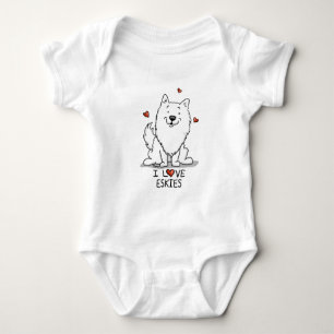 I Love Eskies (I Love American Eskimo Dogs) - Cute Baby Bodysuit