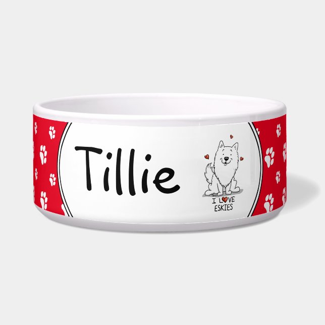 I Love Eskies I Love American Eskimo Dogs - Cute Bowl (Front)