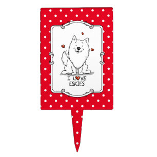 I Love Eskies I Love American Eskimo Dogs - Cute Cake Topper
