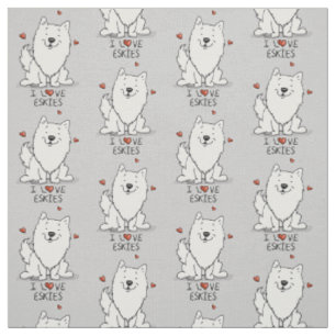 I Love Eskies (I Love American Eskimo Dogs) - Cute Fabric