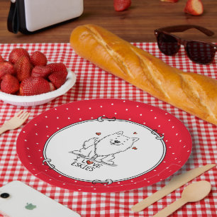 I Love Eskies (I Love American Eskimo Dogs) - Cute Paper Plates