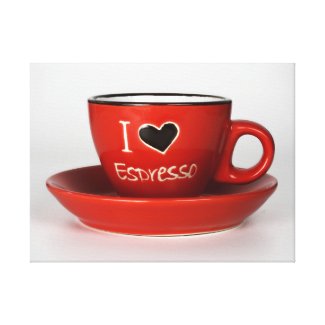 I Love Espresso Red Cup Canvas Print