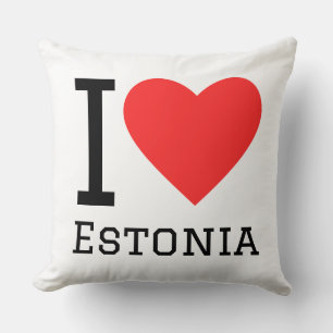 I love estonia square sticker throw pillow