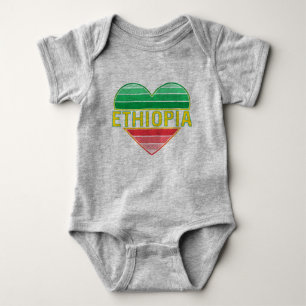 I Love Ethiopia, Ethiopian Heart Baby Bodysuit