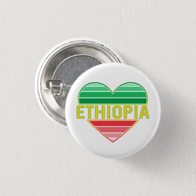 I Love Ethiopia, Ethiopian Heart Button (Front & Back)