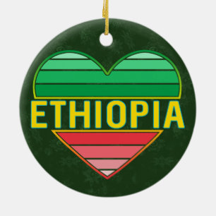 I Love Ethiopia, Ethiopian Heart Ceramic Ornament