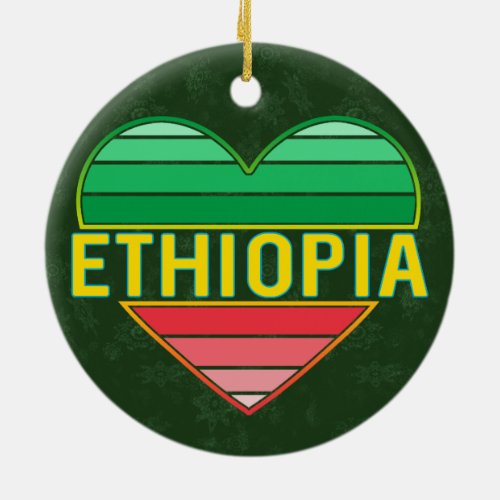 I Love Ethiopia Ethiopian Heart Ceramic Ornament