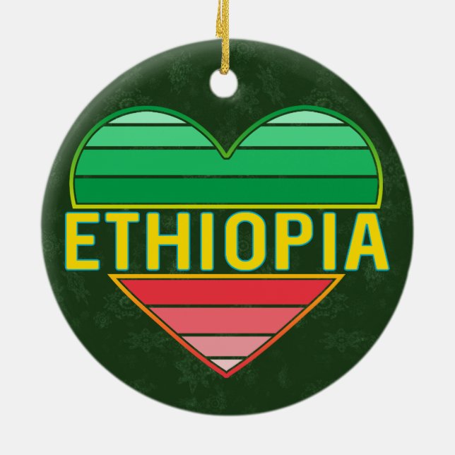 I Love Ethiopia, Ethiopian Heart Ceramic Ornament (Back)
