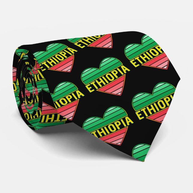 I Love Ethiopia, Ethiopian Heart Neck Tie (Rolled)