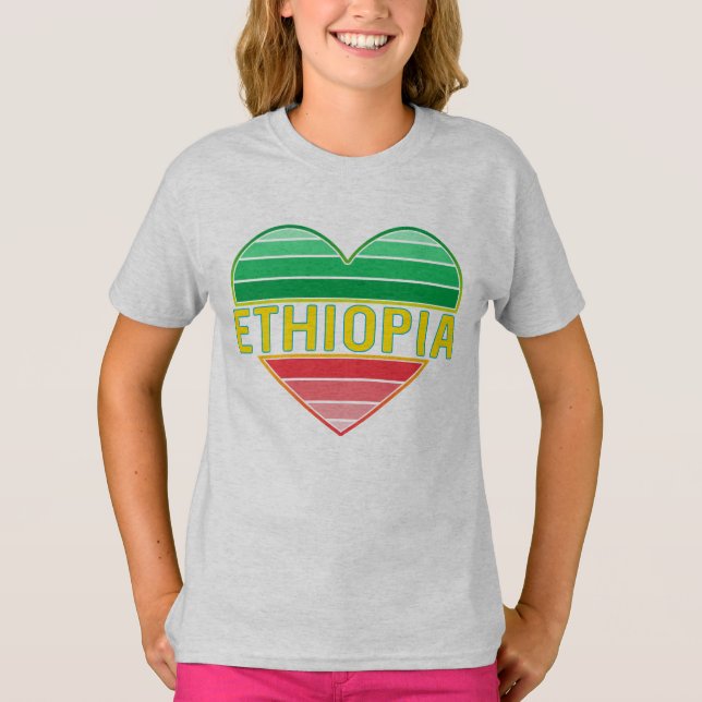 I Love Ethiopia, Ethiopian Heart T-Shirt (Front)