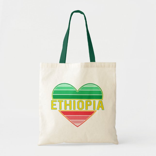 I Love Ethiopia, Ethiopian Heart Tote Bag (Front)