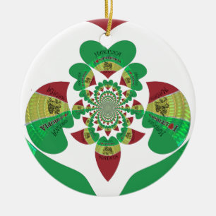 I Love Ethiopia Kaleidoscope – Heartfelt Rasta Art Ceramic Ornament