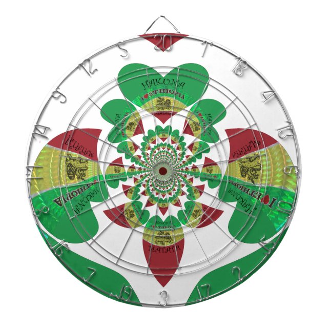 I Love Ethiopia Kaleidoscope – Heartfelt Rasta Art Dart Board (Front)