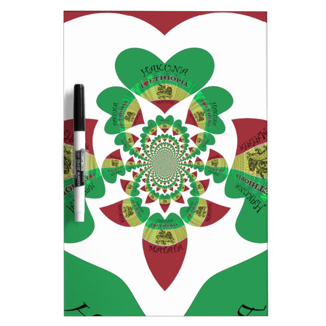 I Love Ethiopia Kaleidoscope – Heartfelt Rasta Art Dry-Erase Board (Front)