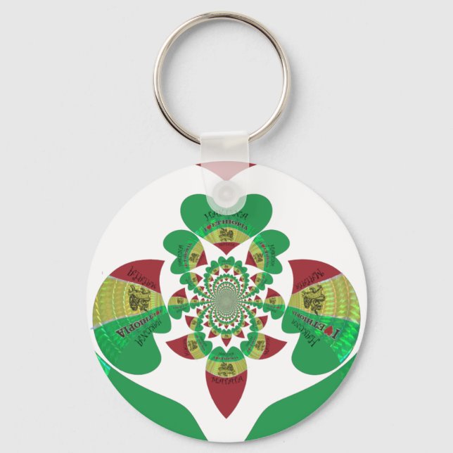 I Love Ethiopia Kaleidoscope – Heartfelt Rasta Art Keychain (Front)