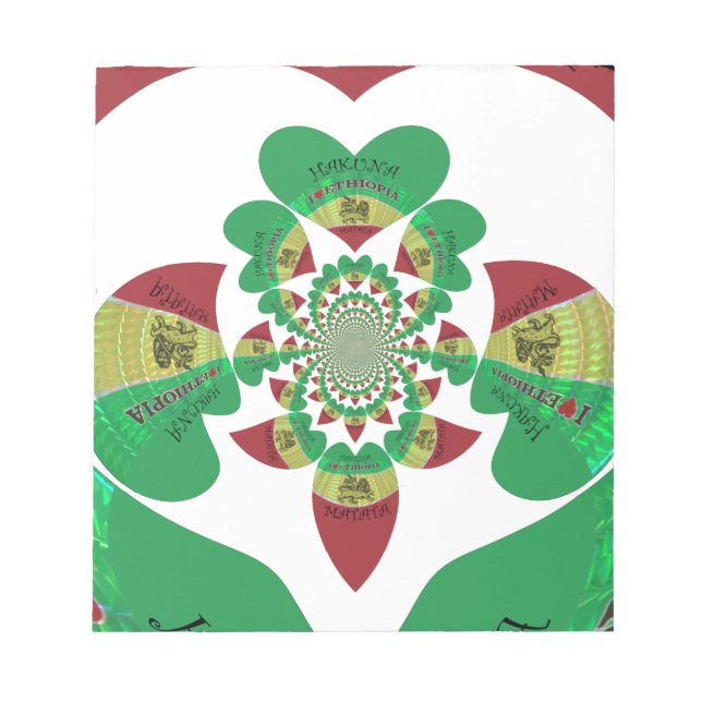 I Love Ethiopia Kaleidoscope – Heartfelt Rasta Art Notepad (Front)