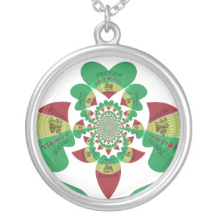 I Love Ethiopia Kaleidoscope – Heartfelt Rasta Art Silver Plated Necklace