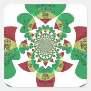 I Love Ethiopia Kaleidoscope – Heartfelt Rasta Art Square Sticker