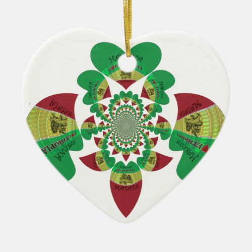 I love Ethiopia Lovely Hearts Colors Ceramic Ornament