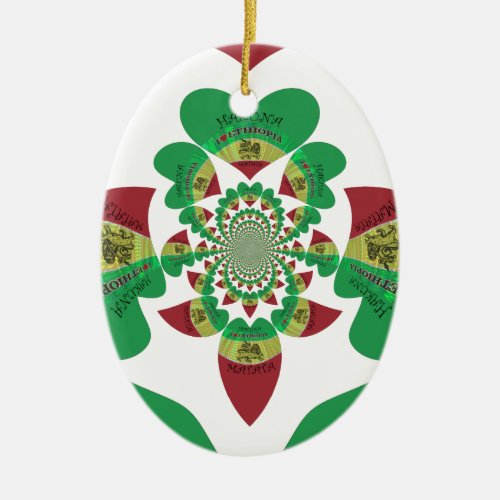 I love Ethiopia Lovely Hearts Colors Ceramic Ornament