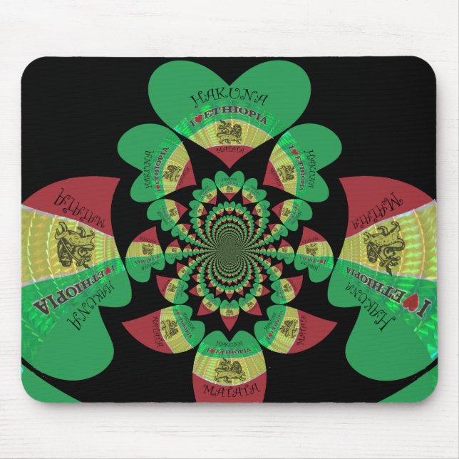 I love Ethiopia Lovely Hearts Colors Mouse Pad (Front)
