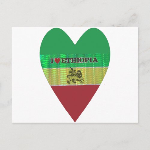 I love Ethiopia Lovely Hearts Colors Postcard