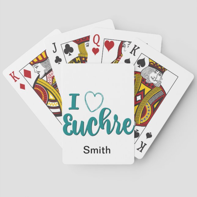 I Love Euchre Personalized Lettered Design Poker Cards (Back)