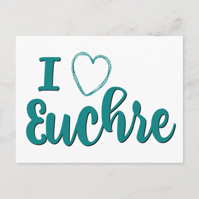 I Love Euchre Personalized Lettered Design Postcard (Front)