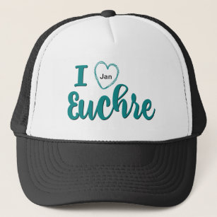 I Love Euchre Personalized Lettered Design Trucker Hat