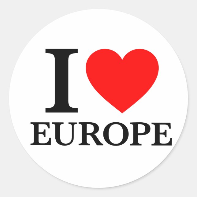 I Love Europe Classic Round Sticker (Front)