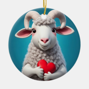 I Love Ewe Ceramic Ornament