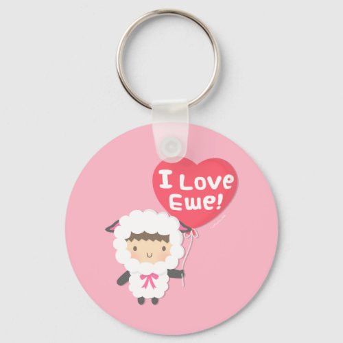I Love Ewe Cute Sheep Pun Humor Keychain