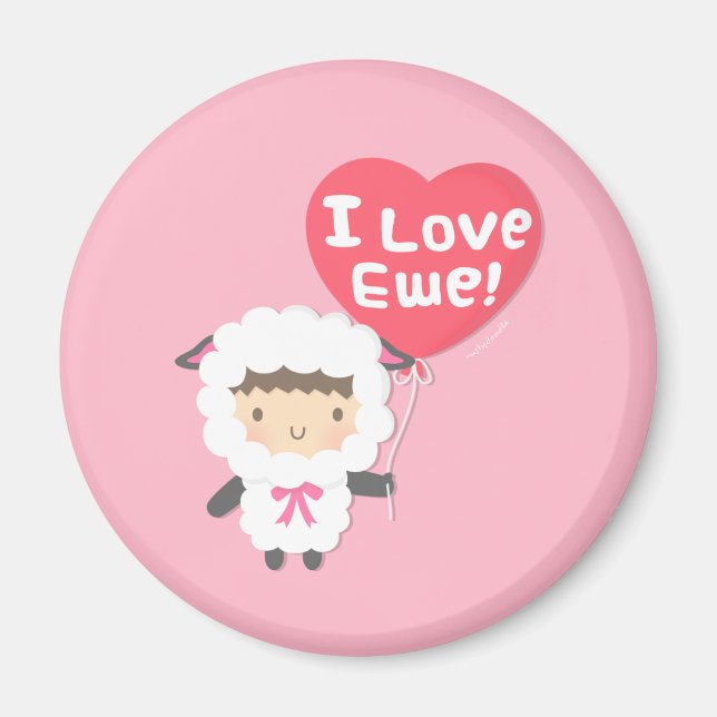 I Love Ewe Cute Sheep Pun Humor Magnet (Front)