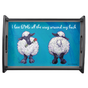 I Love EWE Heads and Tails Sheep Serving Tray