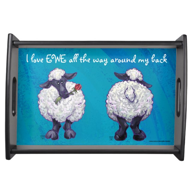 I Love EWE Heads and Tails Sheep Serving Tray (Front)