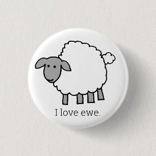 I Love Ewe Sheep Button
