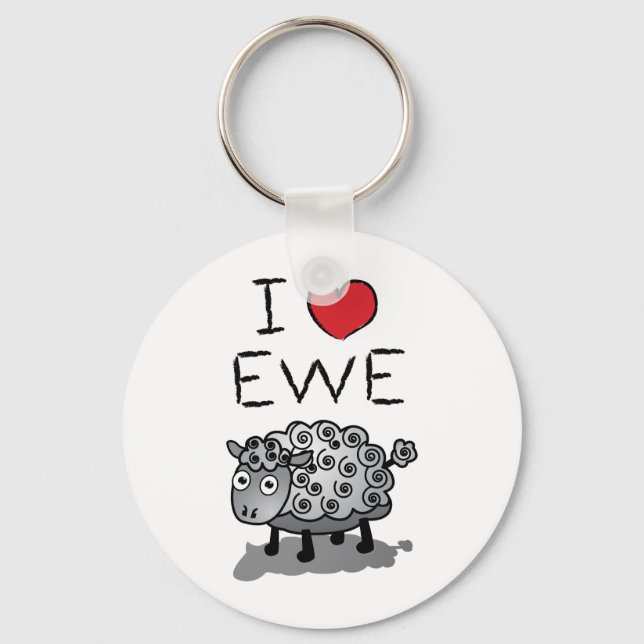 I Love Ewe! Valentines Day Keychain (Front)