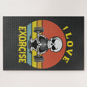 I Love Exorcise Funny Spooky Halloween Skeleton Jigsaw Puzzle