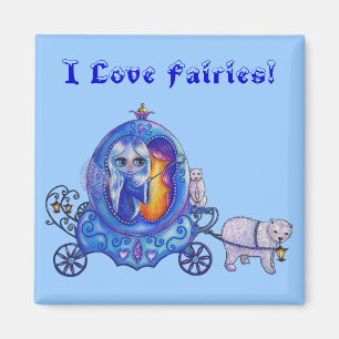 I love Fairies! Bubble Carriage, Fairy, Polar Bear Magnet