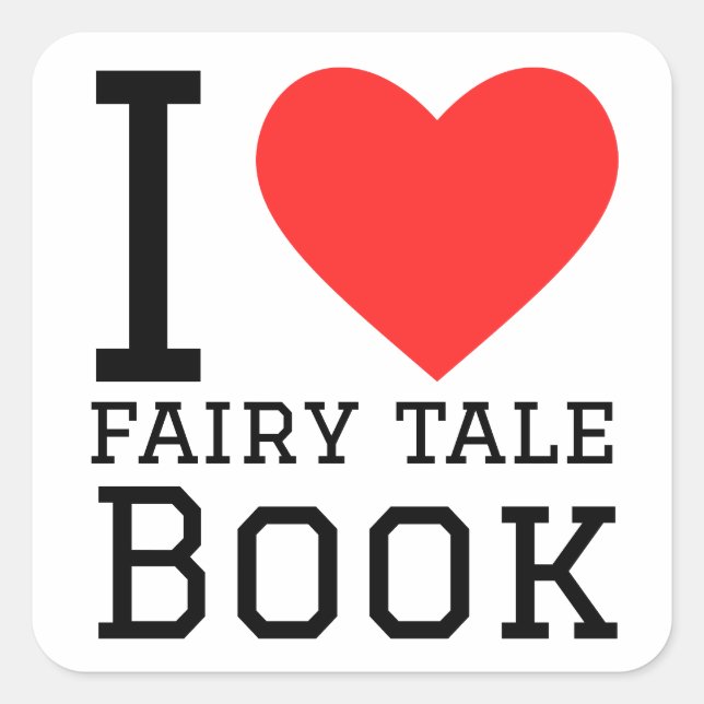 I love fairy tale book square sticker (Front)